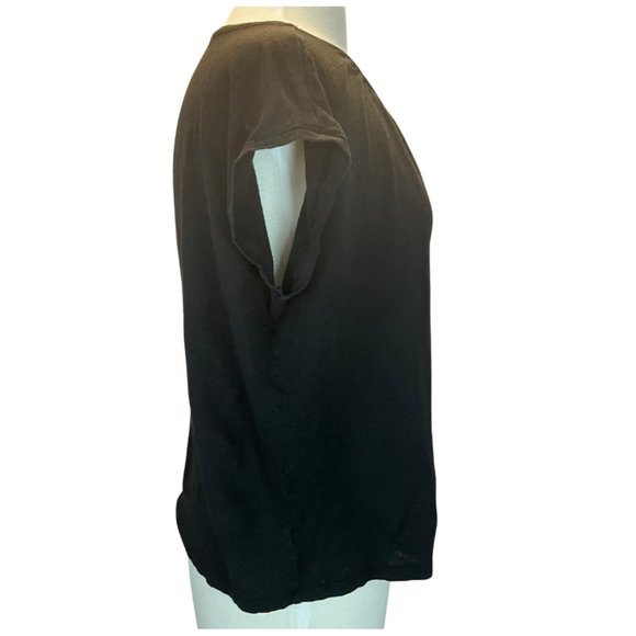 Ann Taylor LOFT Black Linen T-Shirt, Size L - Picture 2 of 4